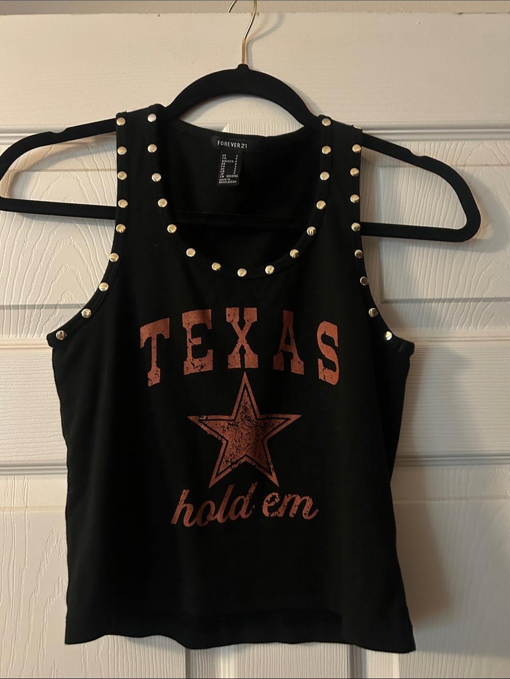 Forever 21 Black Studded Texas Graphic Tank Top